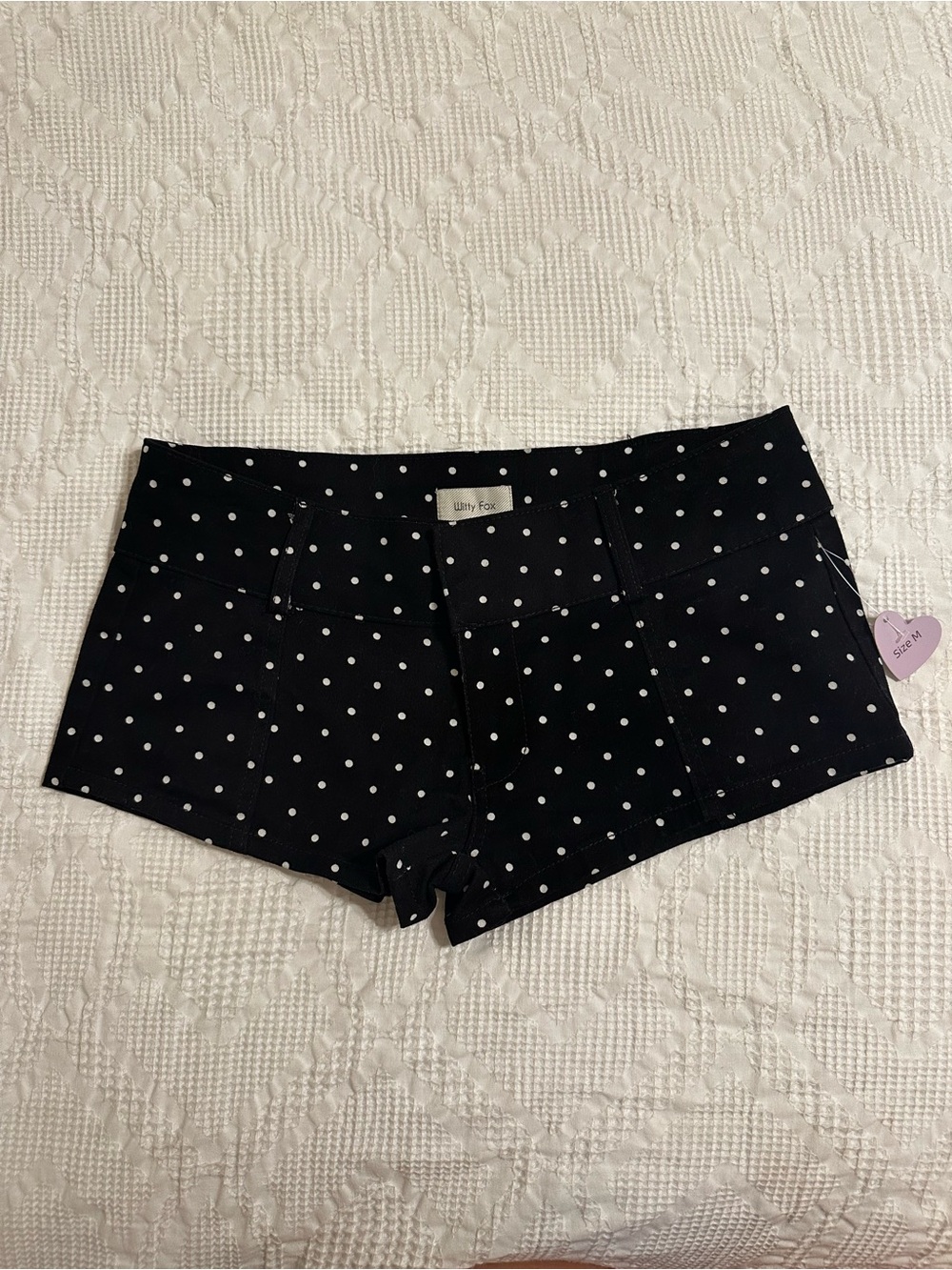 Women’s Whitty Fox Black Polka Dot Mini shorts NWT Size M